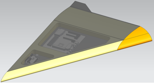 Drohne, Tragfläche, integrierte Elektronik